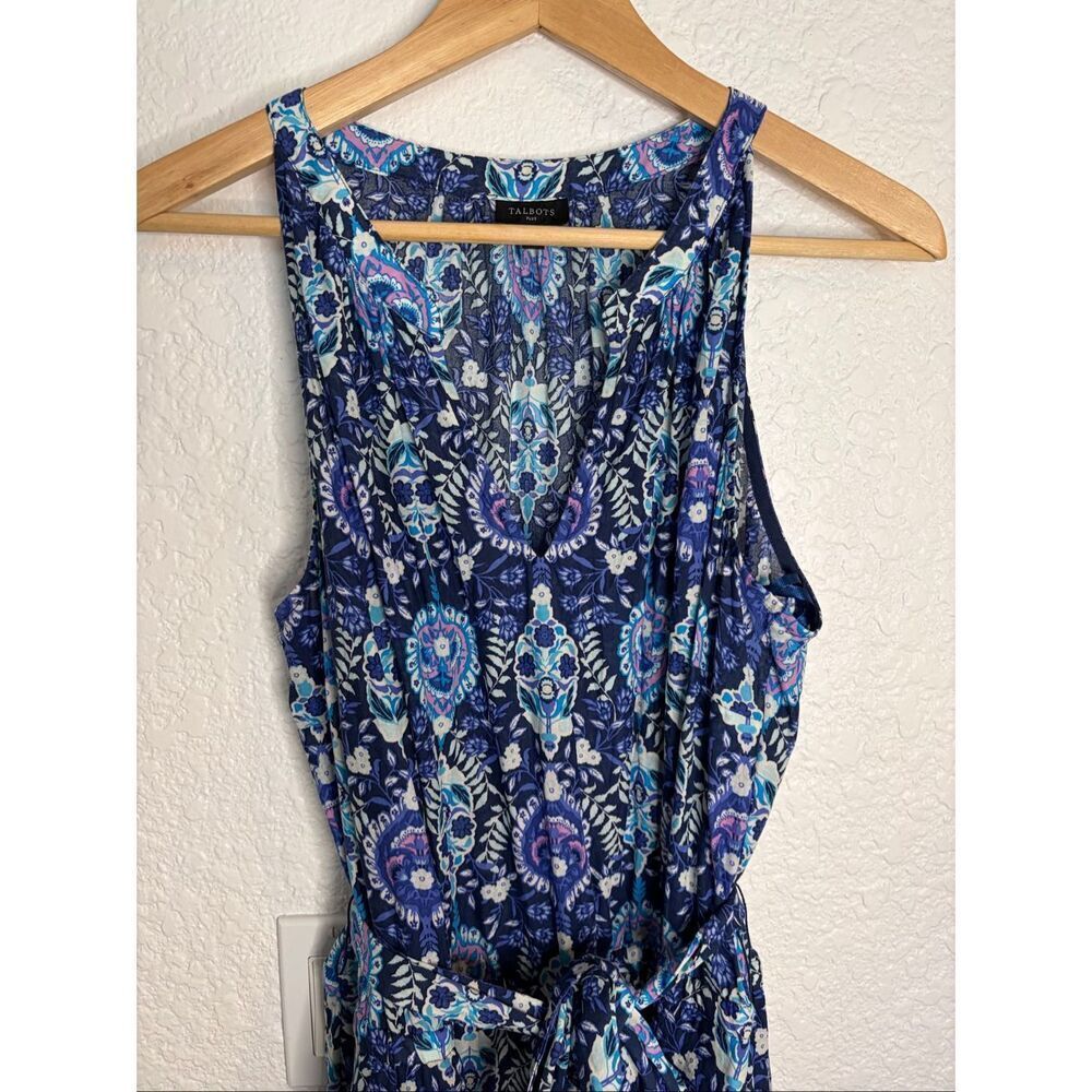 Talbots Floret Medallion Tie Waist Maxi Dress Blue Size18W - Picture 6 of 11